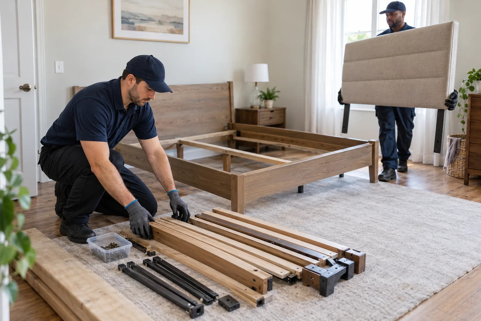 bed & bed frame removal being prepared or completed