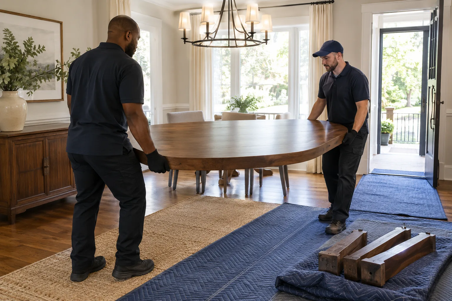 dining table removal being prepared or completed