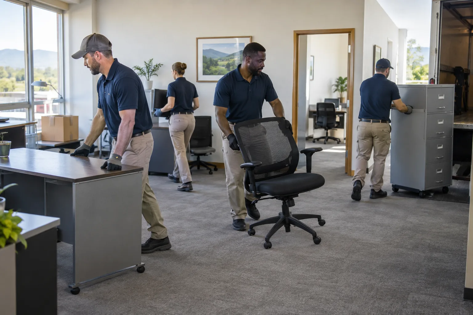 office furniture removal being prepared or completed